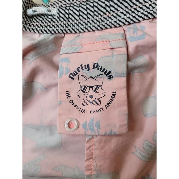 Party Pants Shorts Mens XL Pink Moby Whale Don't Be A Dick Swim Trunks Summer - Picture 15 of 15